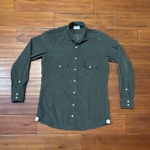 Emanuel Berg Custom Corduroy Shirt Men's Button Down Olive Green Workwear